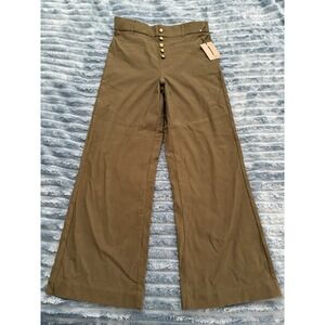 ONE by Chapter One High Rise Wide Leg Button Front Pants Olive Green Size S/P